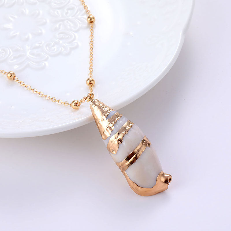 Wholesale Seashell Gold Plated Pendant Alloy Necklaces